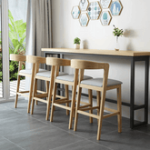 Levis 簡約實木皮革座墊高腳吧檯椅